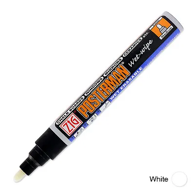 Zig Posterman Wet Wipe Marker - Medium - White (Pack Of 12) • £33.12