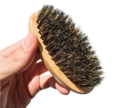 Men's Boar Hair Beard Brush - Soft Bristle Mustache Grooming Oval Wood Handle • $7.40