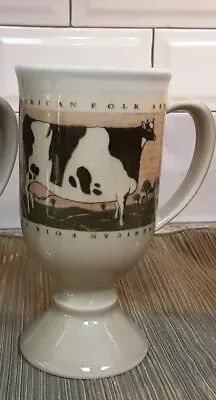 VTG Warren Kimble Coffee Pedestal Cup American Cow Otagiri Japan Footed Mug  • $11.50