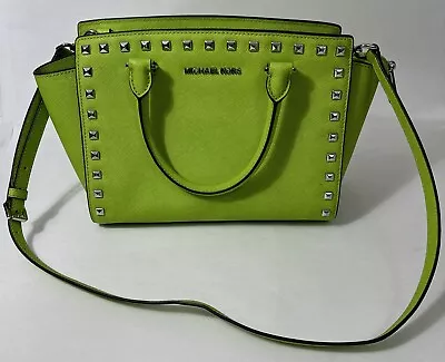 Michael Kors Selma Studded Medium Satchel Bag Green • $59.99