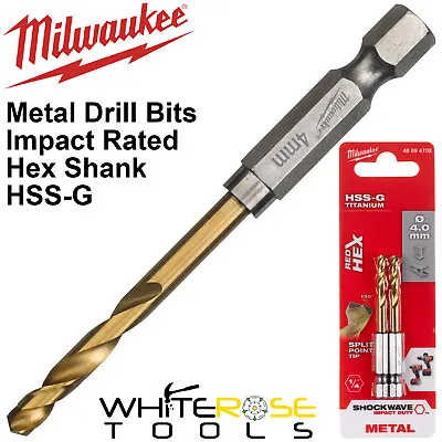 £4.75 • Buy Milwaukee Metal Drill Bits Red Hex HSS Shockwave Impact Duty 1/4  Shank 2-13mm