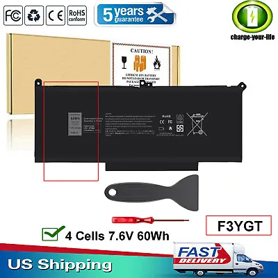 Battery F3YGT For Dell Latitude 12 7000 7280 7290 13 7380 7390 14 7480 7490 60Wh • $20.49