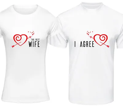 Couple Matching T-Shirt Set Just Married Wife Hubby His Hers Tshirts Couples • £19.49