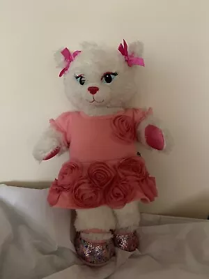 Build A Bear 18  Marie Aristocats Plush White Cat Sassy Kitty Pink Heart 2011 • $9.50