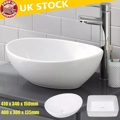 Oval / Rectangular Counter Top Basin Bowl Cloakroom Bathroom Wash Sink 400/410mm • £25.90