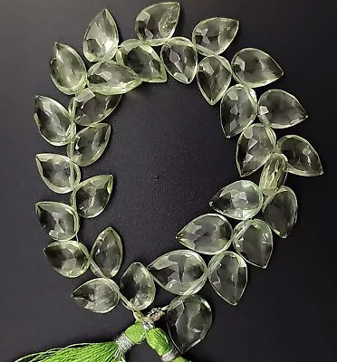 Prasiolite Green Amethyst Gem 9x6 To 10x7 Mm Size Faceted Leaf Shape Beads 7  • $15.20