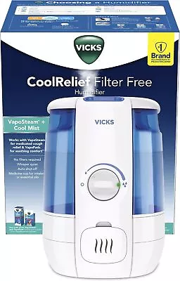 Vicks Filter-Free CoolRelief Cool Mist Ultrasonic Humidifier 1.2 Gallon Tank • $52.73