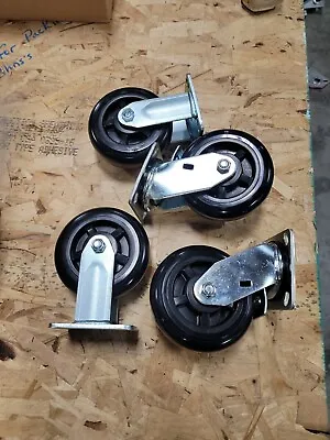 NEW Set Of 4 Heavy Duty 6  X 2  Casters W/ Grease Fittings & Brake. Tool Box Etc • $49.99