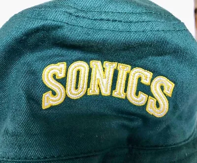 Rare Vintage Seattle Supersonics Sonics Bucket Hat Canvas Green Reversible • $28