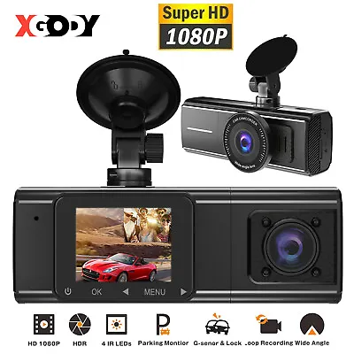 $61.99 • Buy XGODY Uber Dash Cam Dual Lens 1080P Car Dashboard Night Vision Recorder Camera