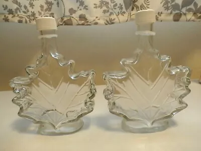 Two Clear Glass Maple Leaf Shaped Bottles With Tops • $6.88