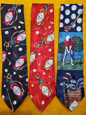 3 Pc ~ GOLF TABASCO ~ NEW ORLEANS LOUISIANA MARDI GRAS ~ MENS NOVELTY TIES ~ 56  • $29