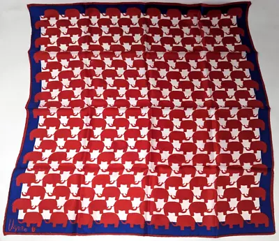 Vintage Vera Neumann Elephant Animal Patriotic 100% Polyester Scarf Japan A24 • $49.99