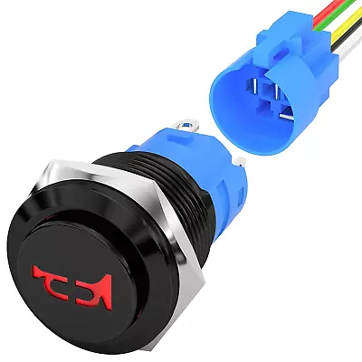 16mm 12V Car Speaker Horn Momentary Push Button Switch Red LED Lighted • $11.99