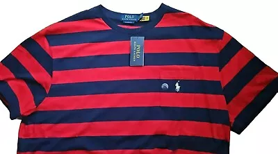 Polo Ralph Lauren Men's 100% Cotton Classic Fit T Shirt With Pocket Red Navy MD • $32.90