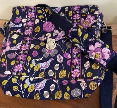 Vera Bradley FLORAL NIGHTINGALE Laptop & Briefcase Bag Shoulder Purple Tote Blue • $19.20