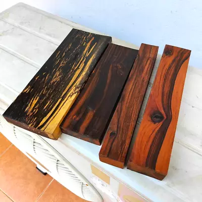 4PIECE !! Macassar Ebony Burl Black&White Exotic Wood Lumber  #EB035 • $95