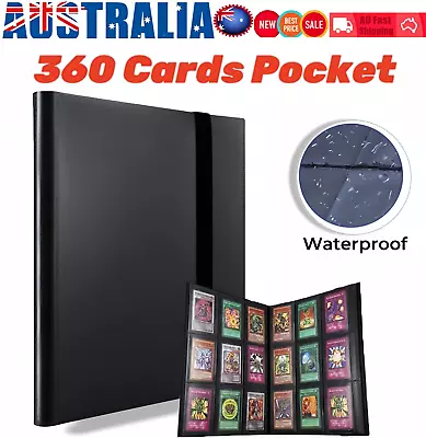 360 Card Pocket Binder | Elastic 9 Pocket Trading Cards Album Folder Black AU • $10.99