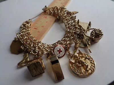 Vintage 12kt Gold Filled Charm Bracelet (all Charms Are Gold Plated) • $37.77