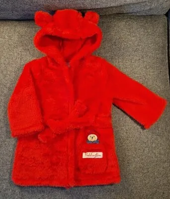 Paddington Bear Unisex Dressing Gown 3-6 Months Red Fleece Bath Robe Boys Girls  • £4