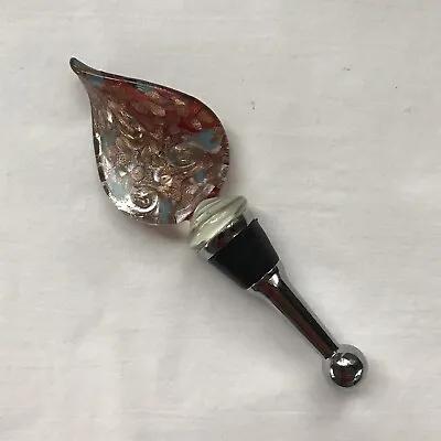 Murano Style Glass Wine Bottle Stopper Red Pink Blue Sparkley • $7.87