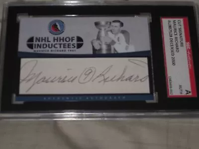 Maurice Richard Autographed Custom Cut Hof Inductees Card-sgc Slab-encapsulated • $123.75