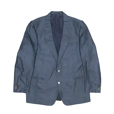 YVES SAINT LAURENT Blazer Jacket Blue Silk Mens L • £27.99