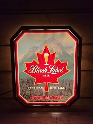 VTG Black Label Beer Canadian Heritage  Great Beer Taste  Lighted Hanging Sign • $60