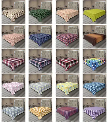 Ambesonne Checkered Flat Sheet Top Sheet Decorative Bedding 6 Sizes • $29.99