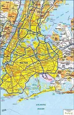 NEW YORK CITY MAP EAST NYC POSTER PICTURE PHOTO BANNER PRINT Road Manhattan 5854 • $12.99