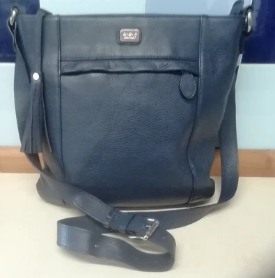 £19.99 • Buy Osprey Blue Leather Large Shoulder Bag With Tassle