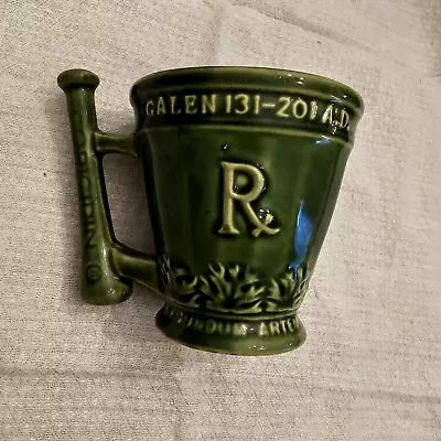Schering Rx Galen 131-201 AD Coffee Tea Mug Cup Green Mortar Pestle Ceramic  • $10