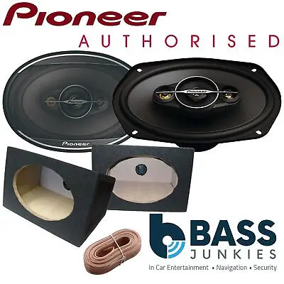 Pioneer TS-A6961F 6x9  4-Way 900 Watts A Pair Speakers & Black 6x9 Boxes & Cable • £94.95