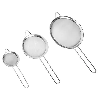 £3.99 • Buy 3pc Strainer Quality Stainless Steel Mesh Colander Food Tea Small Filter Sieve