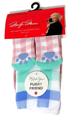 Marilyn Monroe Match Pet & Owner Crew Socks Womens O/S Spring Plaid Dog Paws • $9.99