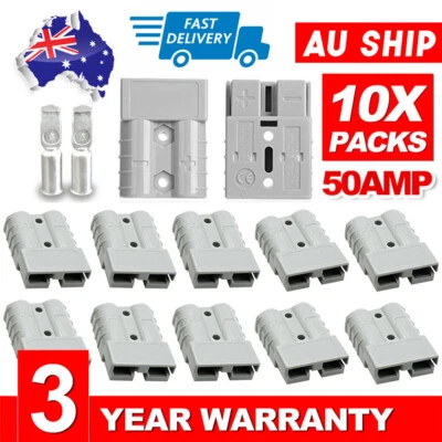 $12.25 • Buy 10x Anderson Style Plug DC AC Connectors 12V 24V 50 AMP 6AWG Caravan Exterior