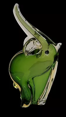 Green Murano Glass Elephant Figurine Sculpture  • $48