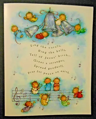Vintage Christmas Greeting Card MARY HAMILTON ANGELS Ring Bell Hallmark UNUSED • $4.99