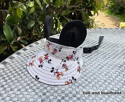 Topless Handmade Hat Visor Hat Mickey Mouse Ears Headband  White Made In USA • $20