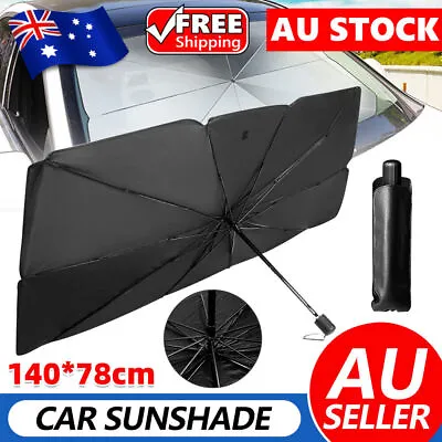 Car Windshield Sunshade Umbrella Front Window Visor Sun Shade Cover Black-Large • $14.95