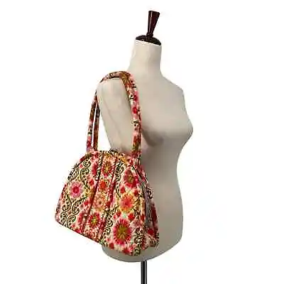 Vera Bradley Folkloric Eloise Shoulder Bag Handbag Floral Retro Pink Green • $27.95