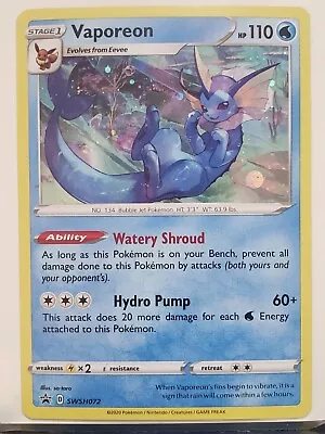 PROMO Vaporeon SWSH072 - COSMOS HOLO - Sword Shield Pokemon Card • $2.49