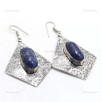 Lapis Lazuli Gemstone Drop/Dangle Earrings Silver Plated Jewelry For Girls 2.7  • $4.50