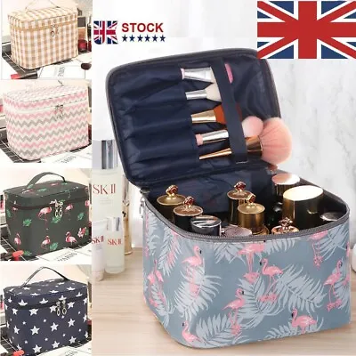 Large Make Up Vanity Case Storage Box Organizer Cosmetic Travel Beauty Pouch Bag • £4.59