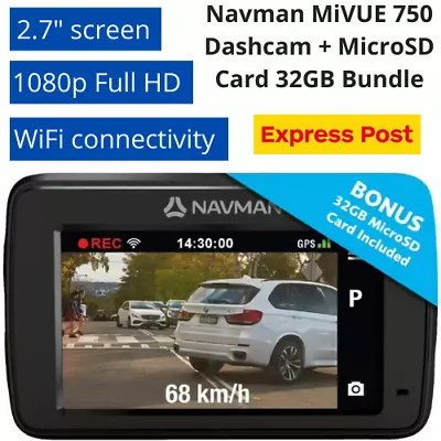 Navman MiVUE 750 Safety Dash Cam + MicroSD Card 32GB Bundle - WIFI Connectivity • $299
