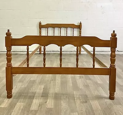 Vintage Twin Size Maple Wood Low Poster Bed With Acorn Finials • $399.20