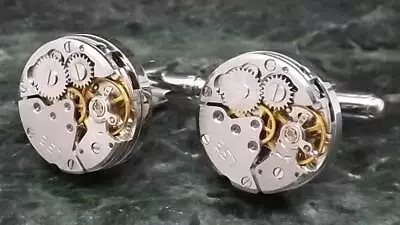 Watch Cufflinks Personalised Cufflinks Silver Cufflinks Steam Punk Cufflinks • £22