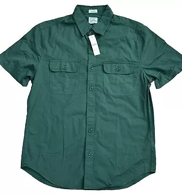 J.Crew Short-sleeve Garment-dyed Twill Workshirt Classic Pine Medium M AZ441 • $19.99