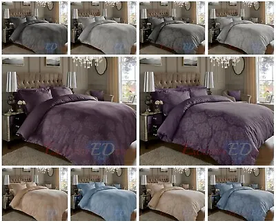 Luxury Damask Jacquard Duvet Cover Set 600TC CottonRich Bedding With Pillowcases • £4.95