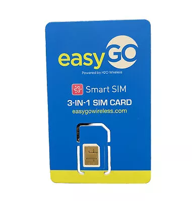 EASYGO Sim By H2O Wireless OEM 3 In 1 NANO Sim. H2O WIRLESS SIM  PREPAID | US • $7.99